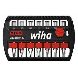 Wiha Coffret BitBuddy de 7 embouts TY 49 mm + 1 porte-embout magnétique (1xPH2-1xPZ1-1xPZ2-1xPZ3-1xT15- 1xT20 - 1xT25) 