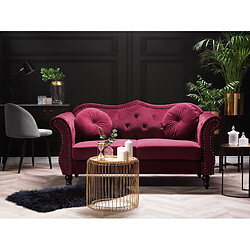 Avis Beliani Canapé Chesterfield 2 places en velours rouge SKIEN