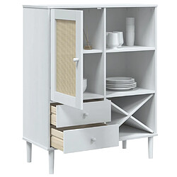 Avis vidaXL Buffet SENJA aspect rotin blanc 90x40x112cm bois massif de pin