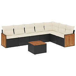 vidaXL Salon de jardin 8 pcs avec coussins noir résine tressée