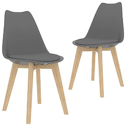 vidaXL Chaises à manger lot de 2 Gris Plastique