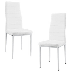 Lot de 2 Chaises de Salle à Manger Design Set de Sièges Empilables Similicuir 96 x 43 x 52 cm Blanc [en.casa]