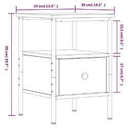 vidaXL Tables de chevet 2 pcs noir 34x36x50 cm bois d’ingénierie pas cher