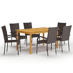 Maison Chic Ensemble de salle à manger de jardin 7 pcs,Table et chaises d'extérieur Marron -GKD162501