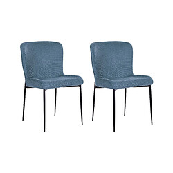 Beliani Chaise de salle à manger ADA Set de 2 Tissu Bleu