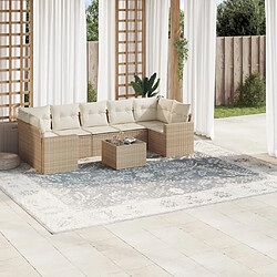 vidaXL Salon de jardin avec coussins 8 pcs beige résine tressée 