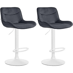 Non Lot de 2 tabourets de bar Vonore velours blanc 