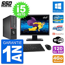 PC Fujitsu E720 E85+ DT Ecran 22" Core i5-4570 RAM 4Go SSD 120Go Windows 10 Wifi · Occasion 