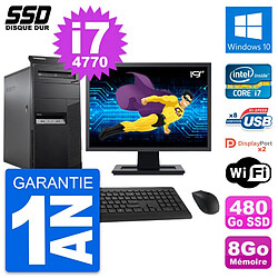 PC Tour Lenovo M83 Ecran 19" Intel i7-4770 RAM 8Go SSD 480Go Windows 10 Wifi · Occasion 