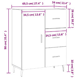 vidaXL Buffet chêne marron 69,5x34x90 cm bois d'ingénierie pas cher