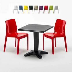 Grand Soleil Table et 2 chaises colorées polypropylen