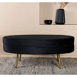 Venture Home Pouf Otto 100x40x41 cm Velours Noir et laiton