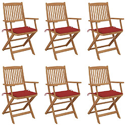 vidaXL Chaises pliables de jardin lot de 6 avec coussins Bois d'acacia