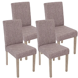 Decoshop26 Lot de 4 chaises de salle à manger cuisine en tissu gris pieds en bois clair 04_0000599 