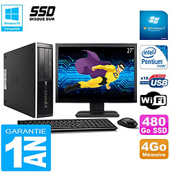 PC HP Compaq Pro 6300 SFF G630 RAM 4Go 480Go SSD Graveur DVD Wifi W7 Ecran 27" - Occasion