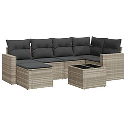 vidaXL Salon de jardin avec coussins 7 pcs gris clair résine tressée