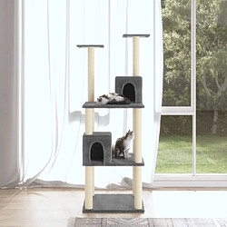 vidaXL Arbre à chat avec griffoirs en sisal Gris foncé 141 cm 