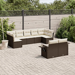 Maison Chic Salon de jardin avec coussins 9 pcs, Ensemble Tables et chaises de jardin, marron résine tressée -GKD847981