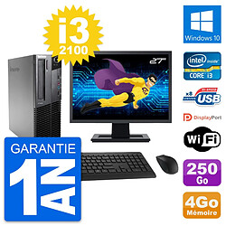 PC Lenovo M82 SFF Ecran 27" Intel i3-2100 RAM 4Go Disque 250Go Windows 10 Wifi - Occasion