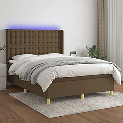 vidaXL Sommier à lattes de lit matelas et LED Marron foncé 140x190 cm