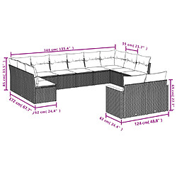 Acheter vidaXL Salon de jardin avec coussins 12 pcs gris résine tressée