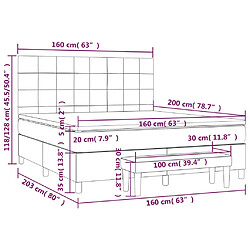 vidaXL Sommier à lattes de lit et matelas Gris foncé 160x200cm Velours pas cher