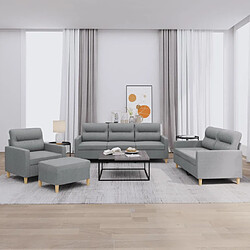 Maison Chic Ensemble de canapés 4 pcs avec coussins, Canapé droit Sofa pour Salon Gris clair Tissu -GKD555794