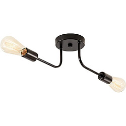 Stoex Plafonnier D'Intérieur Lampe de Plafond Moderne 2 Lumières Plafonnier Rétro Vintage Noir, Pour Chambre Cuisine Couloir Salon E27