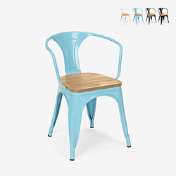 Ahd Amazing Home Design Chaises de style Tolix design industriel avec accoudoirs bar et cuisine Steel Wood Arm Light, Couleur: Turquoise