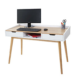 Decoshop26 Bureau avec tiroirs de rangement compartiment de rangement 120x55cm MDF aspect frêne 04_0001403