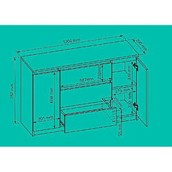 Avis Dusine BEA BUFFET 120 CM GRIS ANTHRACITE ET BOIS SCIÉ AVEC 3 TIROIRS