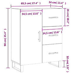 vidaXL Buffet sonoma gris 69,5x34x90 cm bois d'ingénierie pas cher