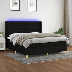 vidaXL Sommier à lattes de lit matelas et LED Noir 160x200 cm Tissu 