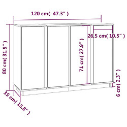 vidaXL Buffet Noir 120x35x80 cm Bois massif de pin pas cher