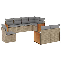 vidaXL Salon de jardin avec coussins 8 pcs beige résine tressée