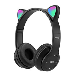 Casque de jeu Casque sans fil Over Ear Cat Ear, Lumière LED Surround Sound, Contrôle du volume léger, Casque avec micro pour Smartphones Enseignement en ligne TV PC - rose