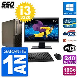 PC Lenovo M82 SFF Ecran 19" Intel i3-3220 RAM 16Go SSD 240Go Windows 10 Wifi - Occasion