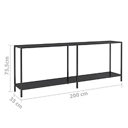 vidaXL Table console Noir 200x35x75,5 cm Verre trempé pas cher