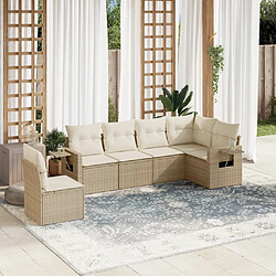 vidaXL Salon de jardin avec coussins 6 pcs beige résine tressée