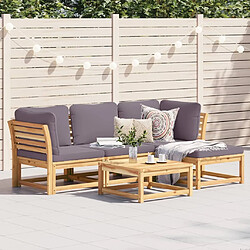 vidaXL Salon de jardin avec coussins 5 pcs Bois d'acacia solide 