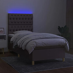 Avis Maison Chic Lit adulte- Lit + matelas,Sommier à lattes de lit et matelas et LED Taupe 80x200cm Tissu -GKD79632