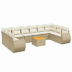 Maison Chic Salon de jardin 11 pcs avec coussins, Ensemble Tables et chaises d'extérieur beige résine tressée -GKD391903