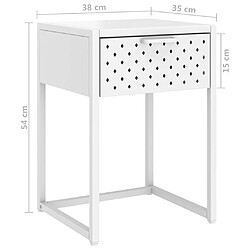 vidaXL Table de chevet Blanc 38x35x54 cm Acier pas cher