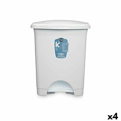 BigBuy Home Poubelle à pédale Blanc Plastique 30 L (4 Unités) 