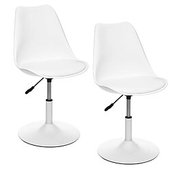 Toilinux Lot de 2 Chaises ajustables en hauteur en polypropylène avec coussin - Blanc Toilinux - Lot de 2 Chaises ajustables en hauteur en polypropylène avec coussin - Blanc - Design