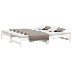 Avis Maison Chic Lit d'appoint Blanc 2x(90x200)cm,Lit coulissant Lit de repos Bois de pin massif -GKD83058