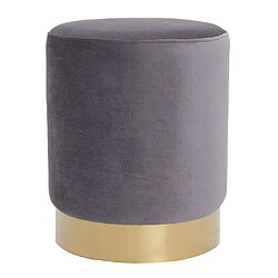 Aubry Gaspard Pouf en velours et métal doré gris.