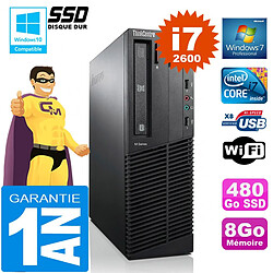 PC Lenovo M92p SFF Core I7-2600 Ram 8Go Disque 480 Go SSD Graveur DVD Wifi W7 · Occasion 