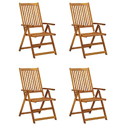 Maison Chic Lot de 4 Chaises inclinables de jardin avec coussins | chaises d'extérieur | Fauteuil Relax Bois d'acacia -GKD16553