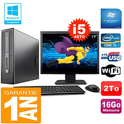 PC HP EliteDesk 800 G1 SFF Core I5-4570 16Go Disque 2 To Wifi W7 Ecran 19" - Occasion